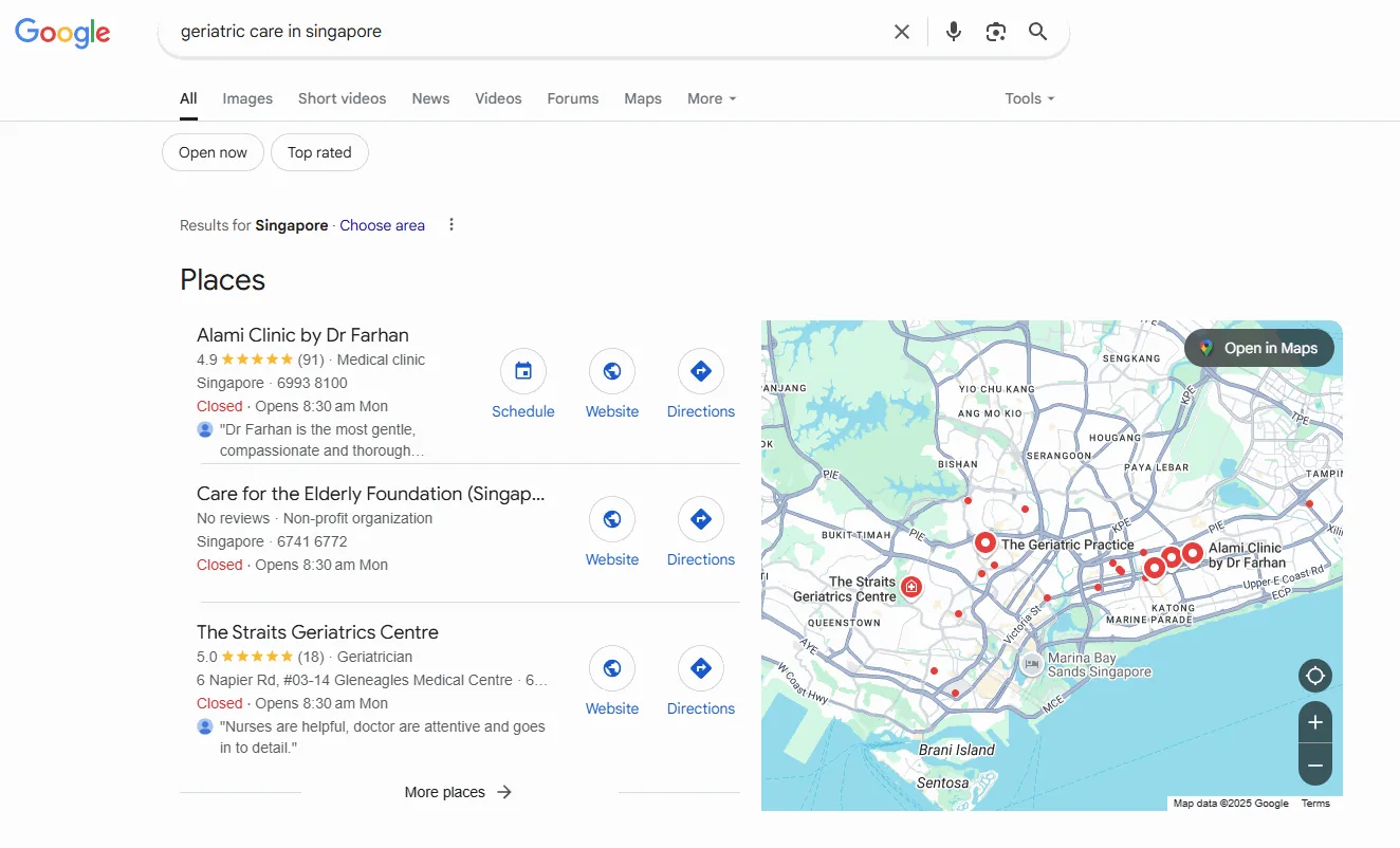 Alami Clinic Google Search Console data